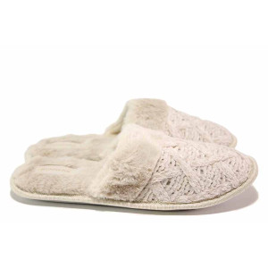 Бежови анатомични домашни чехли, текстилна материя - всекидневни обувки за есента и зимата N 100020468