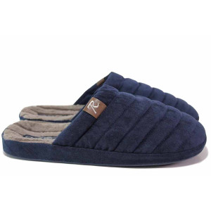 ТъмноСини анатомични домашни чехли, текстилна материя - всекидневни обувки за есента и зимата N 100020470