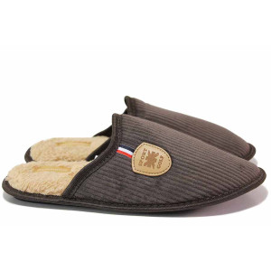 Кафяви анатомични домашни чехли, текстилна материя - всекидневни обувки за есента и зимата N 100020474
