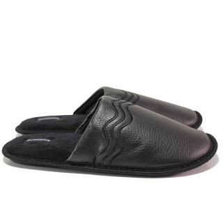 Черни анатомични домашни чехли, текстилна материя - всекидневни обувки за есента и зимата N 100020476