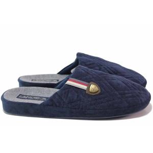 ТъмноСини анатомични домашни чехли, текстилна материя - всекидневни обувки за есента и зимата N 100020480