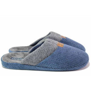 Сини анатомични анатомични домашни чехли, текстилна материя - ежедневни обувки за есента и зимата N 100020481