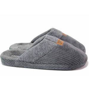 Сиви анатомични домашни чехли, текстилна материя - всекидневни обувки за есента и зимата N 100020482