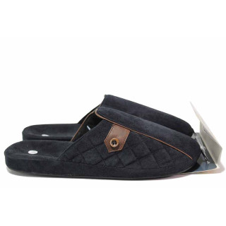 Черни анатомични домашни чехли, текстилна материя - всекидневни обувки за есента и зимата N 100020485