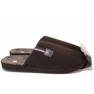 Кафяви анатомични домашни чехли, текстилна материя - ежедневни обувки за есента и зимата N 100020487