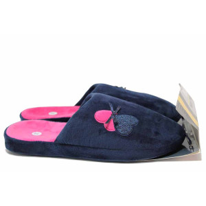 ТъмноСини анатомични домашни чехли, текстилна материя - ежедневни обувки за есента и зимата N 100020491