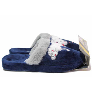 ТъмноСини анатомични домашни чехли, текстилна материя - ежедневни обувки за есента и зимата N 100020497