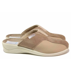 Бежови анатомични анатомични домашни чехли, текстилна материя - всекидневни обувки за целогодишно ползване N 100020507