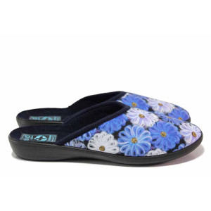 Сини анатомични домашни чехли, текстилна материя - всекидневни обувки за целогодишно ползване N 100020509