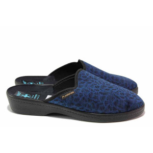 Тъмносини анатомични домашни чехли, текстилна материя - всекидневни обувки за целогодишно ползване N 100020513