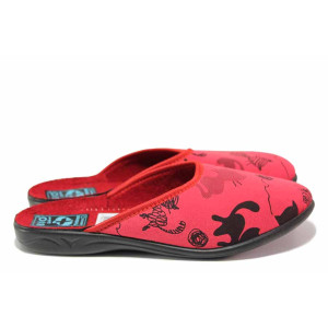 Червени анатомични домашни чехли, текстилна материя - всекидневни обувки за целогодишно ползване N 100020515