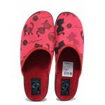 Червени анатомични домашни чехли, текстилна материя - всекидневни обувки за целогодишно ползване N 100020515