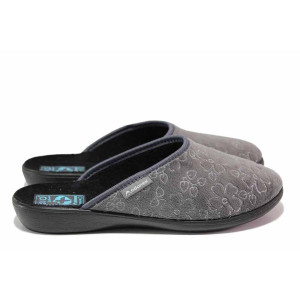Сиви анатомични домашни чехли, текстилна материя - всекидневни обувки за целогодишно ползване N 100020520