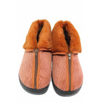 Оранжеви анатомични домашни чехли, текстилна материя - равни обувки за целогодишно ползване N 100020521