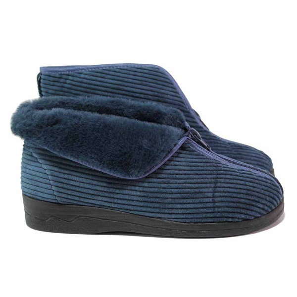 Сини анатомични анатомични домашни чехли, текстилна материя - равни обувки за целогодишно ползване N 100020523