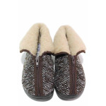 Кафяви анатомични домашни чехли, текстилна материя - равни обувки за целогодишно ползване N 100020524