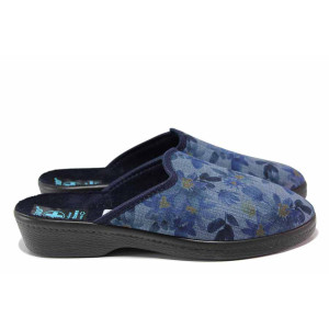 Сини анатомични домашни чехли, текстилна материя - всекидневни обувки за целогодишно ползване N 100020525