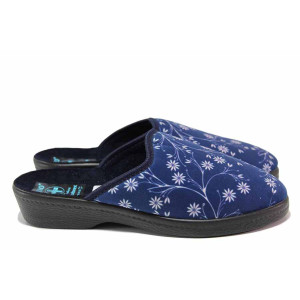 Сини анатомични домашни чехли, текстилна материя - всекидневни обувки за целогодишно ползване N 100020529