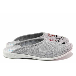 Сиви анатомични домашни чехли, текстилна материя - ежедневни обувки за целогодишно ползване N 100020530