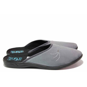 Сиви анатомични домашни чехли, текстилна материя - всекидневни обувки за целогодишно ползване N 100020531