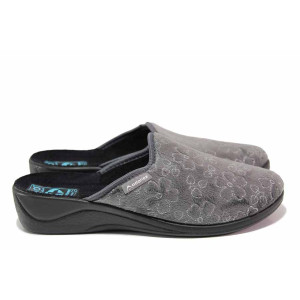 Сиви анатомични домашни чехли, текстилна материя - всекидневни обувки за целогодишно ползване N 100020533