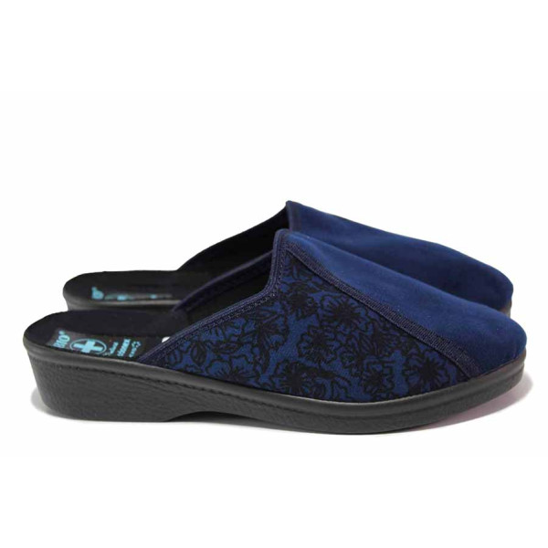 Сини анатомични домашни чехли, текстилна материя - ежедневни обувки за целогодишно ползване N 100020534