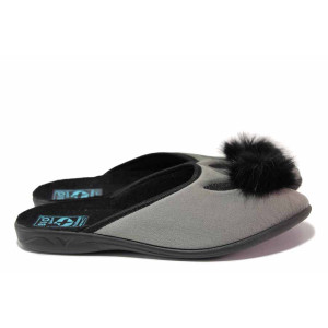 Сиви анатомични домашни чехли, текстилна материя - ежедневни обувки за целогодишно ползване N 100020536