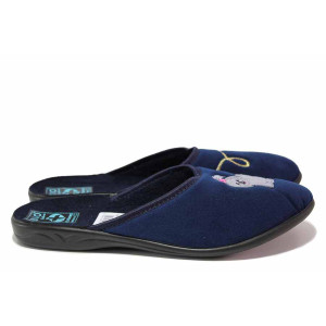 ТъмноСини анатомични домашни чехли, текстилна материя - ежедневни обувки за целогодишно ползване N 100020539