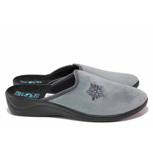 Сиви анатомични домашни чехли, текстилна материя - всекидневни обувки за целогодишно ползване N 100020542