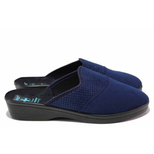 ТъмноСини анатомични домашни чехли, текстилна материя - всекидневни обувки за целогодишно ползване N 100020544