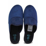 ТъмноСини анатомични домашни чехли, текстилна материя - всекидневни обувки за целогодишно ползване N 100020544