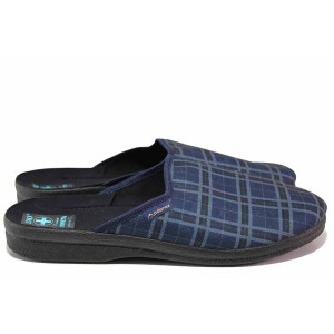 Сини анатомични домашни чехли, текстилна материя - ежедневни обувки за целогодишно ползване N 100020549