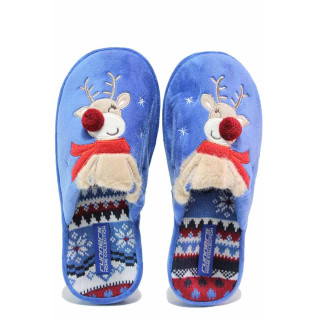 Сини домашни чехли, текстилна материя - ежедневни обувки за есента и зимата N 100020700