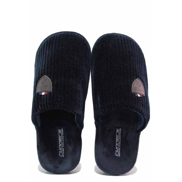 Тъмносини домашни чехли, текстилна материя - всекидневни обувки за есента и зимата N 100020703