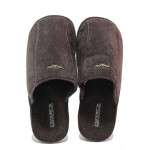 Кафяви домашни чехли, анатомични, текстилна материя - всекидневни обувки за есента и зимата N 100020707