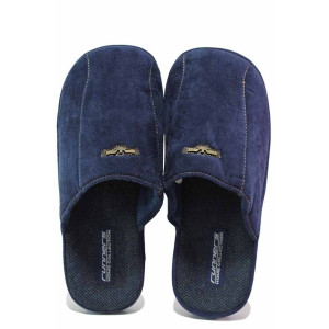 Тъмносини домашни чехли, анатомични, текстилна материя - ежедневни обувки за есента и зимата N 100020708