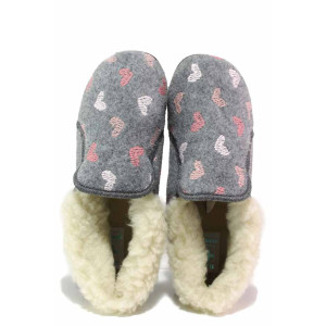 Сиви анатомични домашни чехли, текстилна материя - ежедневни обувки за есента и зимата N 100020763
