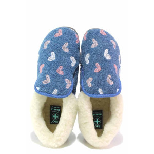 Сини анатомични домашни чехли, текстилна материя - всекидневни обувки за есента и зимата N 100020764