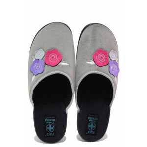 Сиви анатомични домашни чехли, текстилна материя - ежедневни обувки за есента и зимата N 100020771