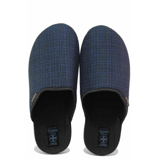 Сини анатомични домашни чехли, текстилна материя - ежедневни обувки за есента и зимата N 100020773