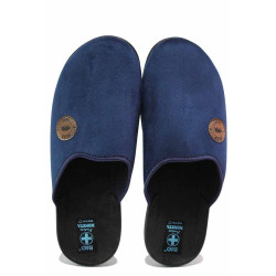 Сини анатомични домашни чехли, текстилна материя - ежедневни обувки за есента и зимата N 100020775
