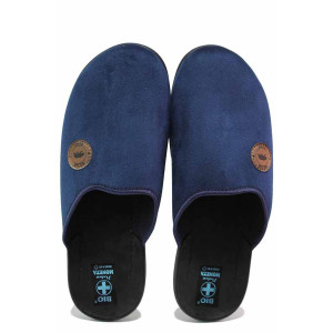 Сини анатомични домашни чехли, текстилна материя - ежедневни обувки за есента и зимата N 100020775