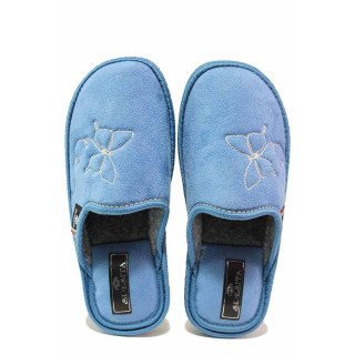 Сини анатомични домашни чехли, текстилна материя - ежедневни обувки за есента и зимата N 100021061