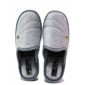 Сиви анатомични домашни чехли, текстилна материя - ежедневни обувки за есента и зимата N 100021063