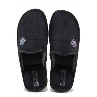 Черни анатомични домашни чехли, текстилна материя - всекидневни обувки за есента и зимата N 100021064