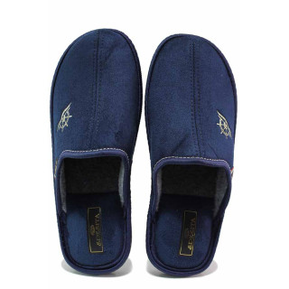 Сини анатомични анатомични домашни чехли, текстилна материя - ежедневни обувки за есента и зимата N 100021065