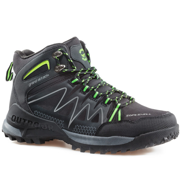 Черни мъжки боти, еко-кожа и текстилна материя - всекидневни обувки за есента и зимата N 100020881