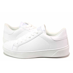 Бели тинейджърски маратонки, здрава еко-кожа - спортни кецове за пролетта и лятото N 100019261