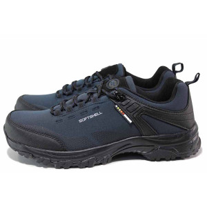 Сини мъжки маратонки, текстилна материя - спортни обувки за пролетта и лятото N 100019748