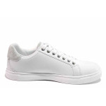 Бели спортни дамски обувки, здрава еко-кожа - спортни кецове за пролетта и лятото N 100019745